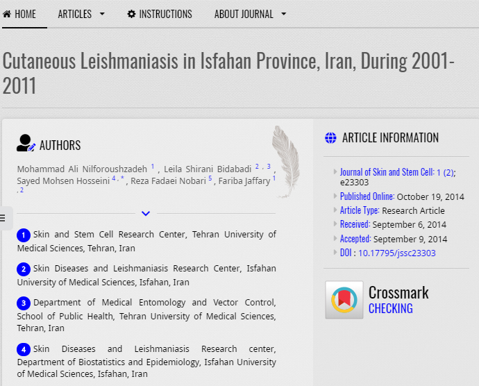 Cutaneous Leishmaniasis in Isfahan Province, Iran, During 2001-2011