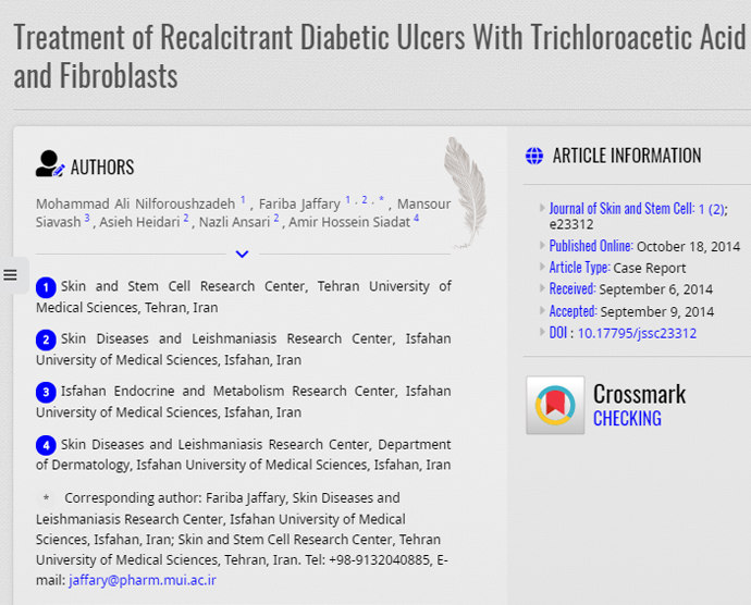 Treatment of Recalcitrant Diabetic Ulcers With Trichloroacetic Acid and Fibroblasts