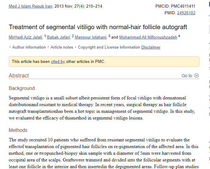 Treatment of segmental vitiligo with normal-hair follicle autograft