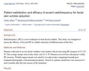 Patient satisfaction and efficacy of accent radiofrequency for facial skin wrinkle reduction