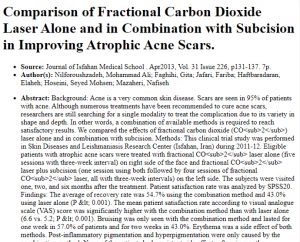 Comparison of Fractional Carbon Dioxide Laser Alone and in Combination with Subcision in Improving Atrophic Acne Scars