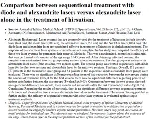 Comparison between sequentional treatment with diode and alexandrite lasers versus alexandrite laser alone in the treatment of hirsutism