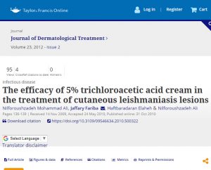 The efficacy of 5% trichloroacetic acid cream in the treatment of cutaneous leishmaniasis lesions